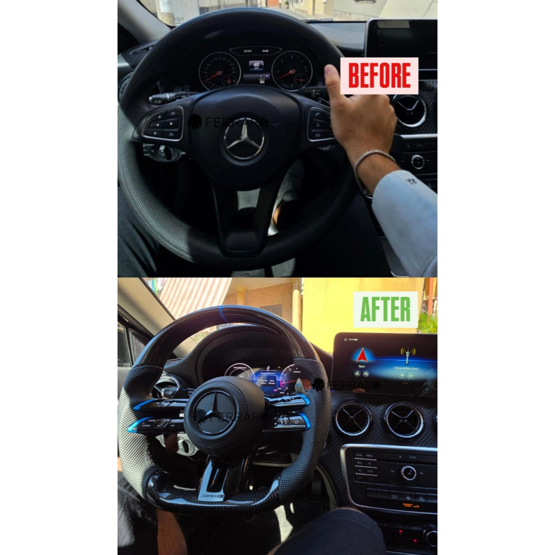 (PRENOTA) Volante per Mercedes, Blu, Logo Nero, AMG