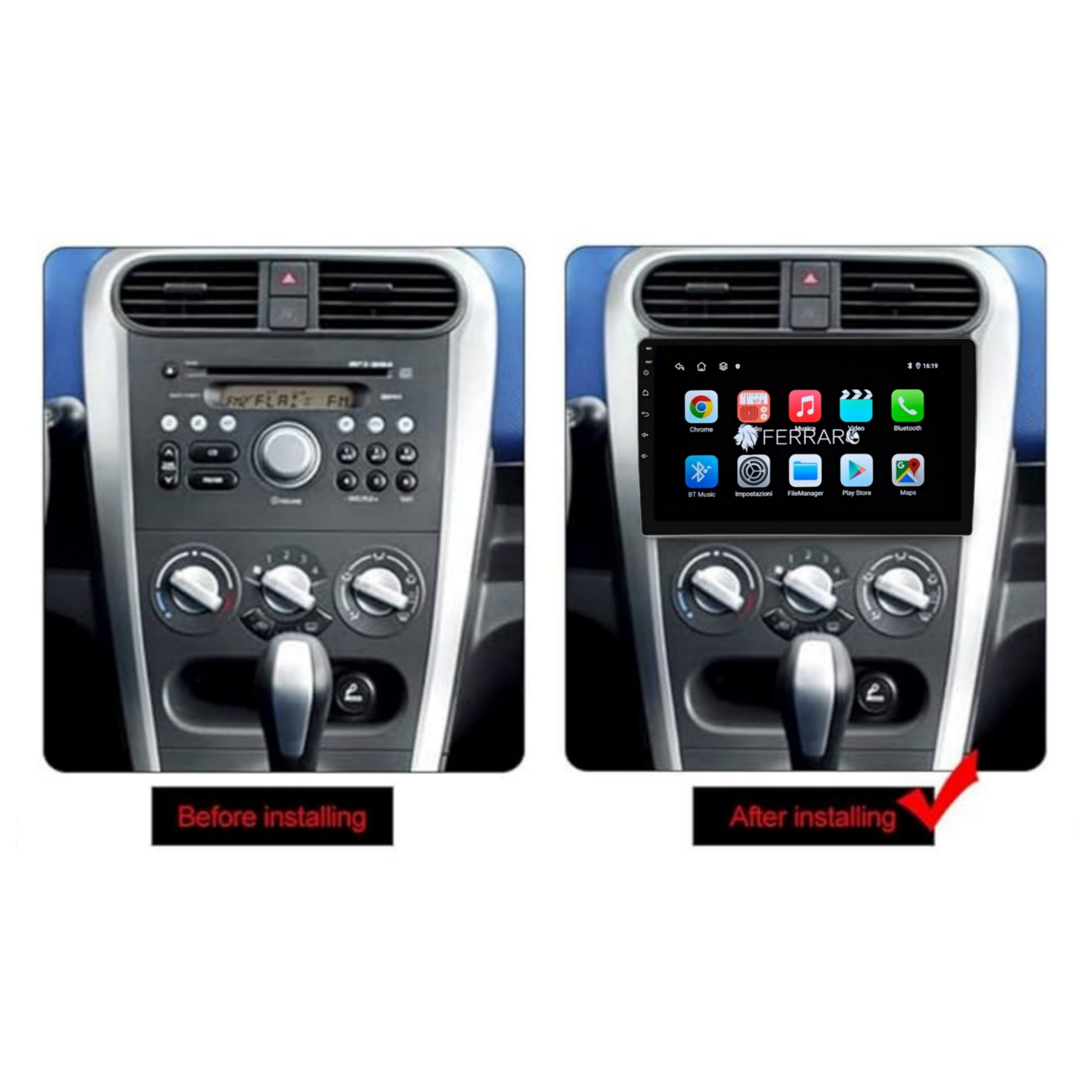 Autoradio per Opel Agila, Suzuki Splash Ritz (2008-2015) 9" Android, Bluetooth, CarPlay, Android Auto, 2GB/4GB/6GB/8GB Ram