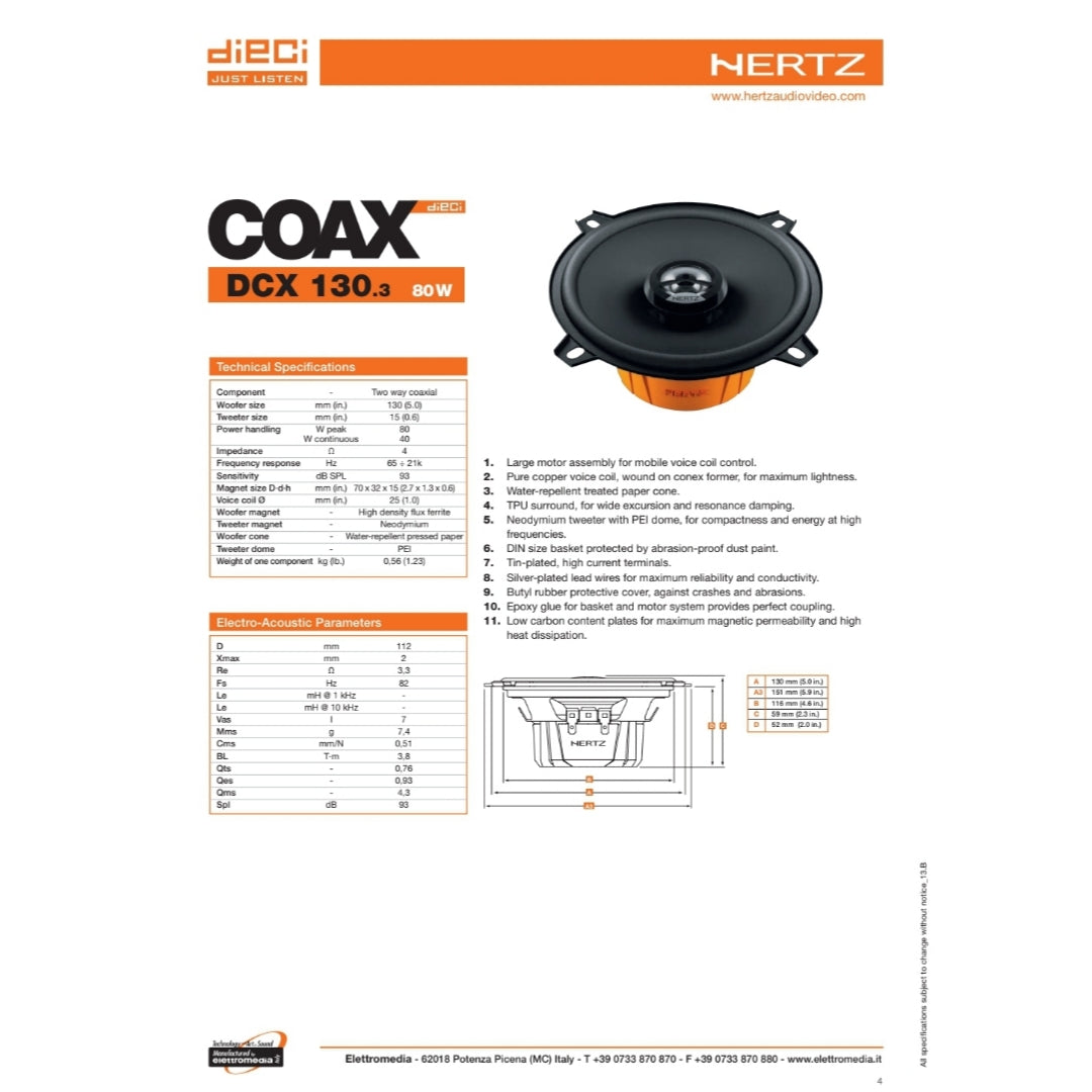 Hertz Kit 2 Casse | DCX 130.3 | Ant o Post | Renault Clio 2ª/3ª Serie