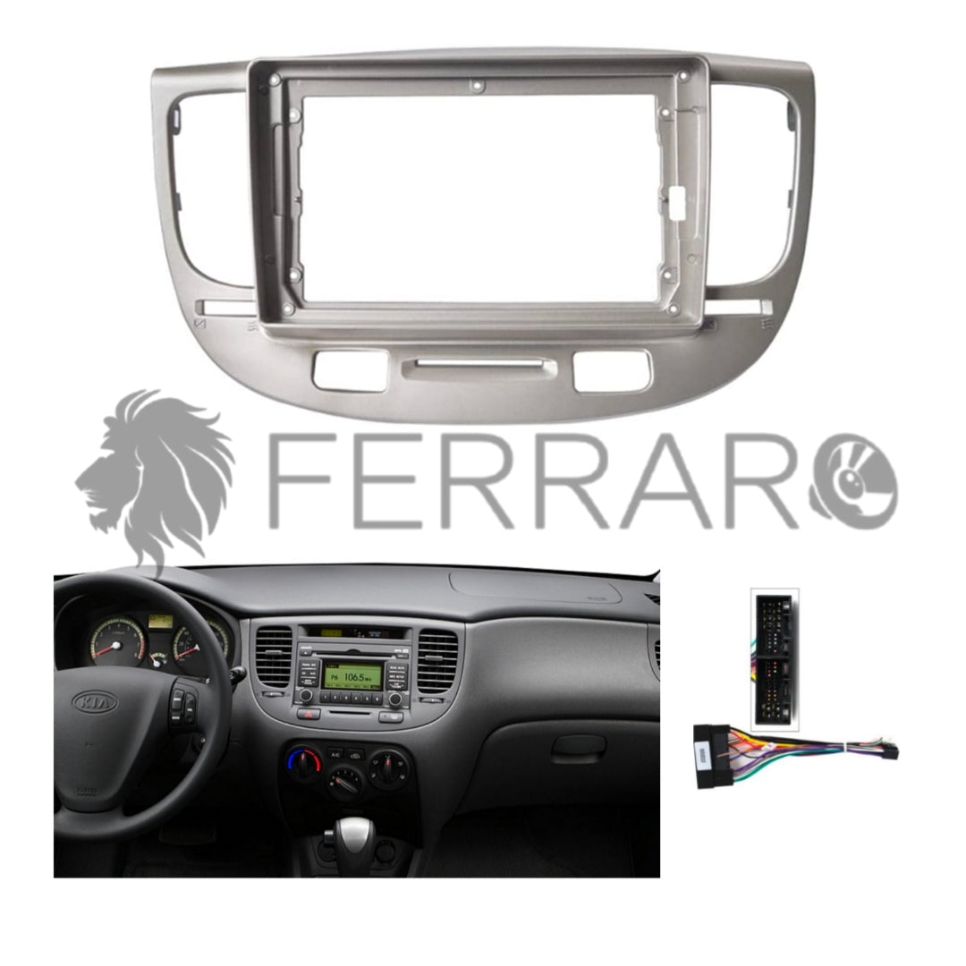 (PRENOTA) Kit Montaggio Autoradio 9"Pollici Kia Rio (2005-2011) Mascherina, Cablaggio per Autoradio Android
