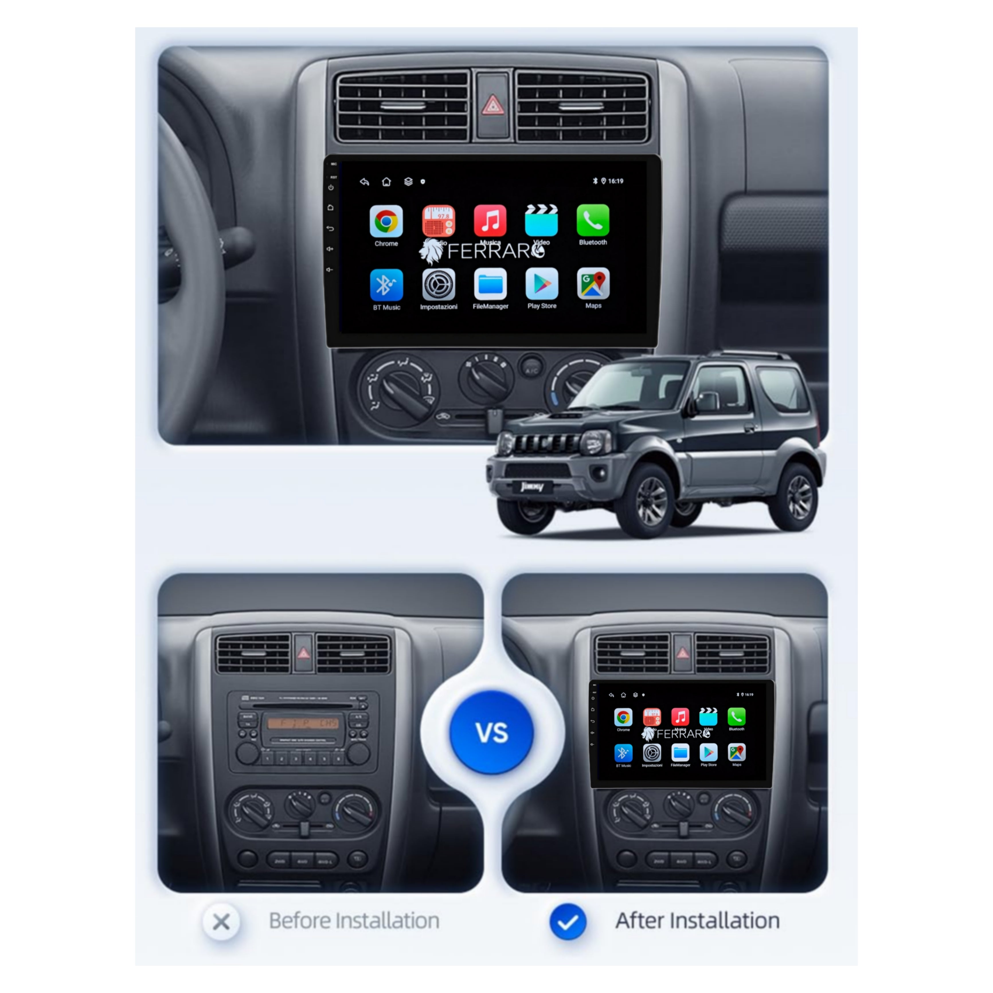 (PRENOTA) Autoradio per Suzuki Jimny 3 9" (2005-2018) Android, Bluetooth, CarPlay, Android Auto, 2GB/4GB/6GB/8GB Ram