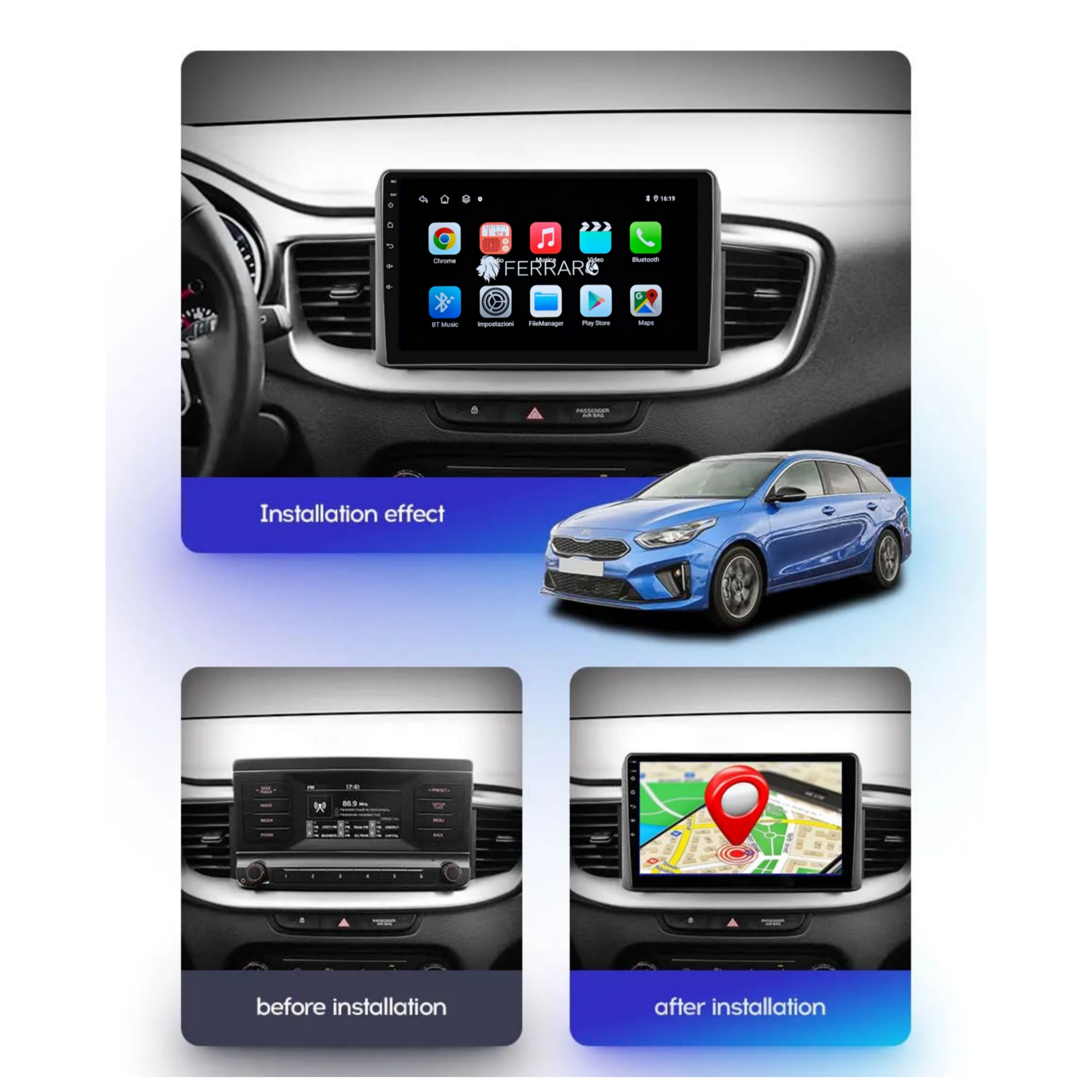 Autoradio per Kia Ceed (2018-2021) 9", Android, Bluetooth, CarPlay, Android Auto, 2GB/4GB/6GB/8GB Ram