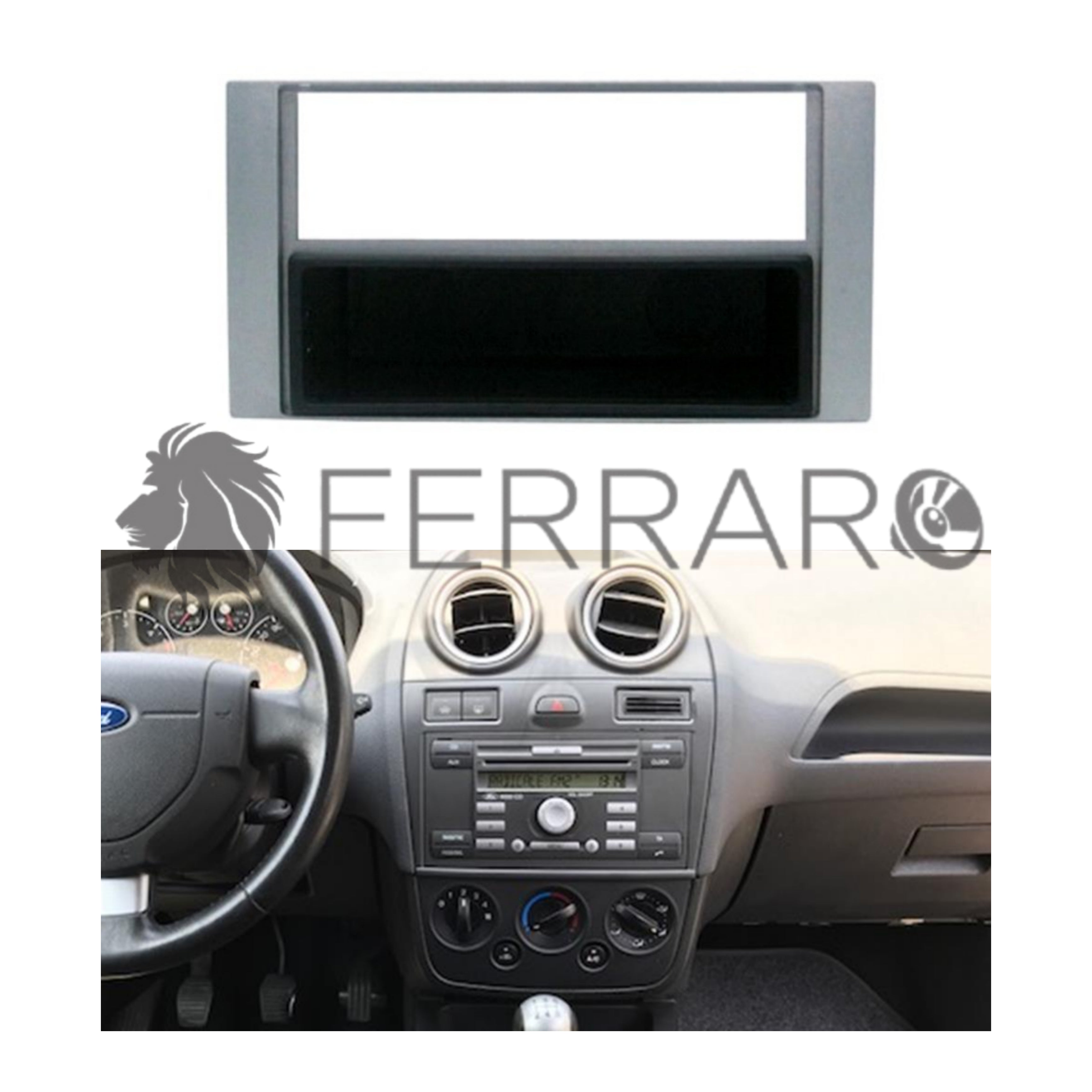 Mascherina 1DIN con Cassetto Rimovibile per Ford C-Max, Focus, Kuga, S-Max, Transit, Fusion, Fiesta (Fino al 2014)