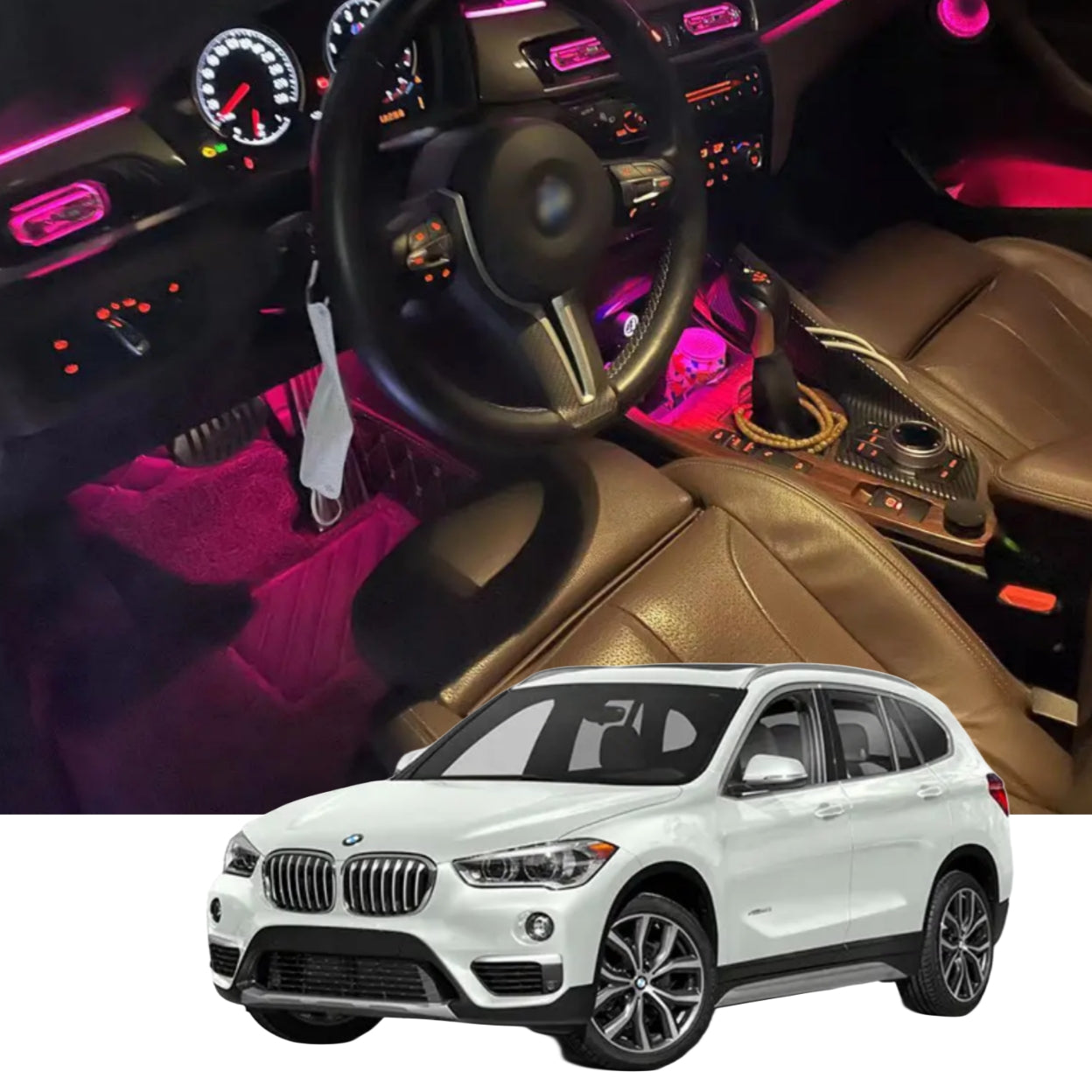 (PRENOTA) Ambient Light per BMW X1, X2 F48, F49 (2016-2022), 256 Colori, APP