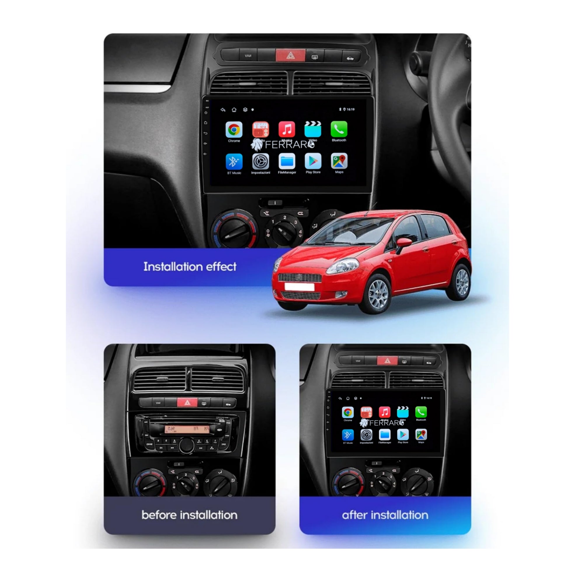 Autoradio per Fiat Linea 9" (2006-2018) Android, Bluetooth, CarPlay, Android Auto, 2GB/4GB/6GB/8GB Ram