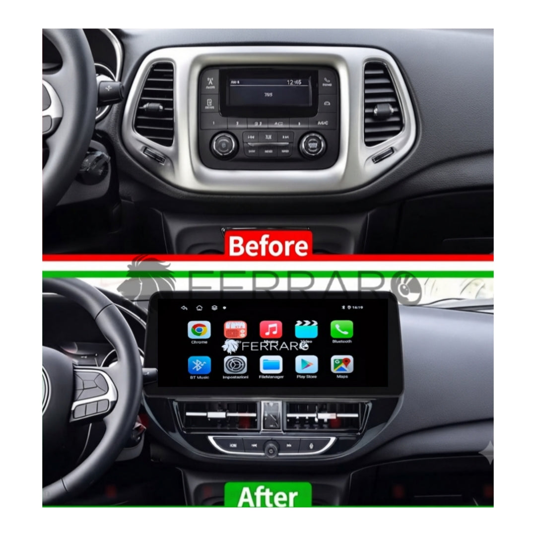 Autoradio per Jeep Compass (2017-2021) 12.3", Android, Bluetooth, CarPlay, Android Auto, 4GB/8GB Ram