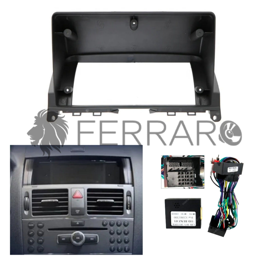 (PRENOTA) Kit Montaggio Autoradio 9"Pollici Mercedes Classe C W204 (2007-2011), Mascherina, Cablaggio per Autoradio Android