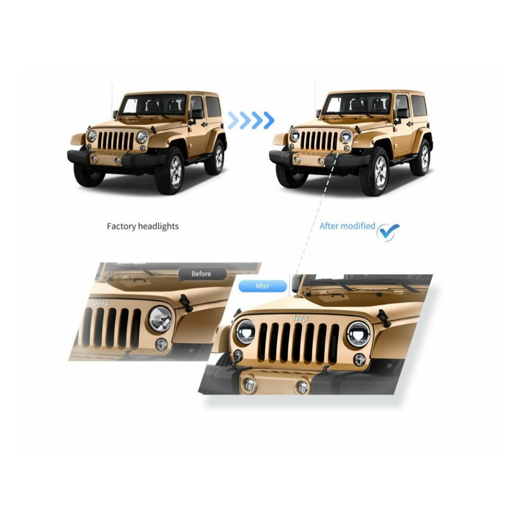 (PRENOTA) Fanali Anteriore Completo per Jeep Wrangler JK 3ª Serie (2007-2018) a LED