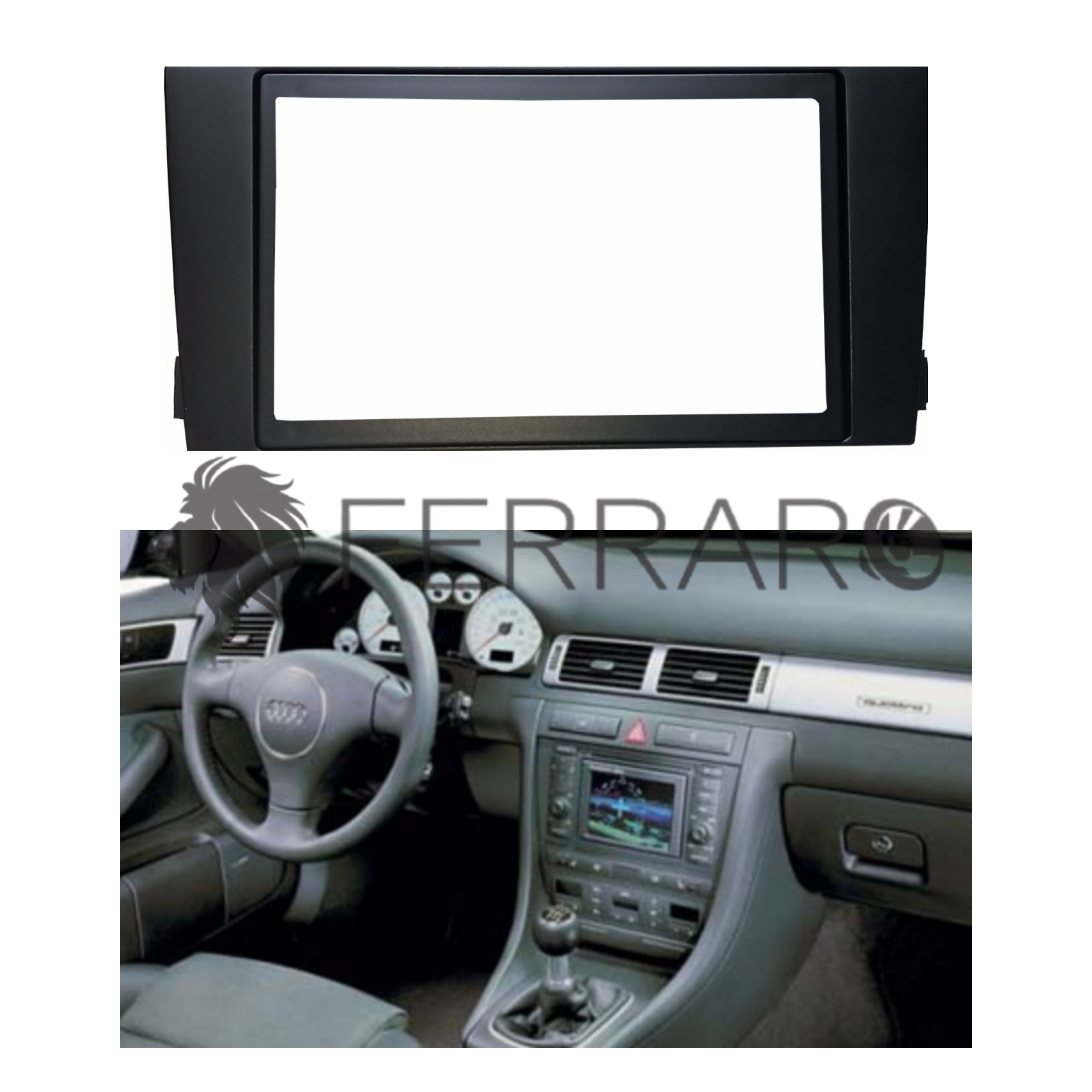 Car Radio Faceplate Kit, 2 Iso, No Frame, Audi A6, 2002 - 2006