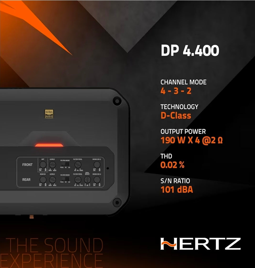 Hertz Sound Amplificatore CP 4.800 4 Canali 4x190w, CK 165, CX 165, Set Cavi, per Alfaromeo 159 (Dal 2005>)