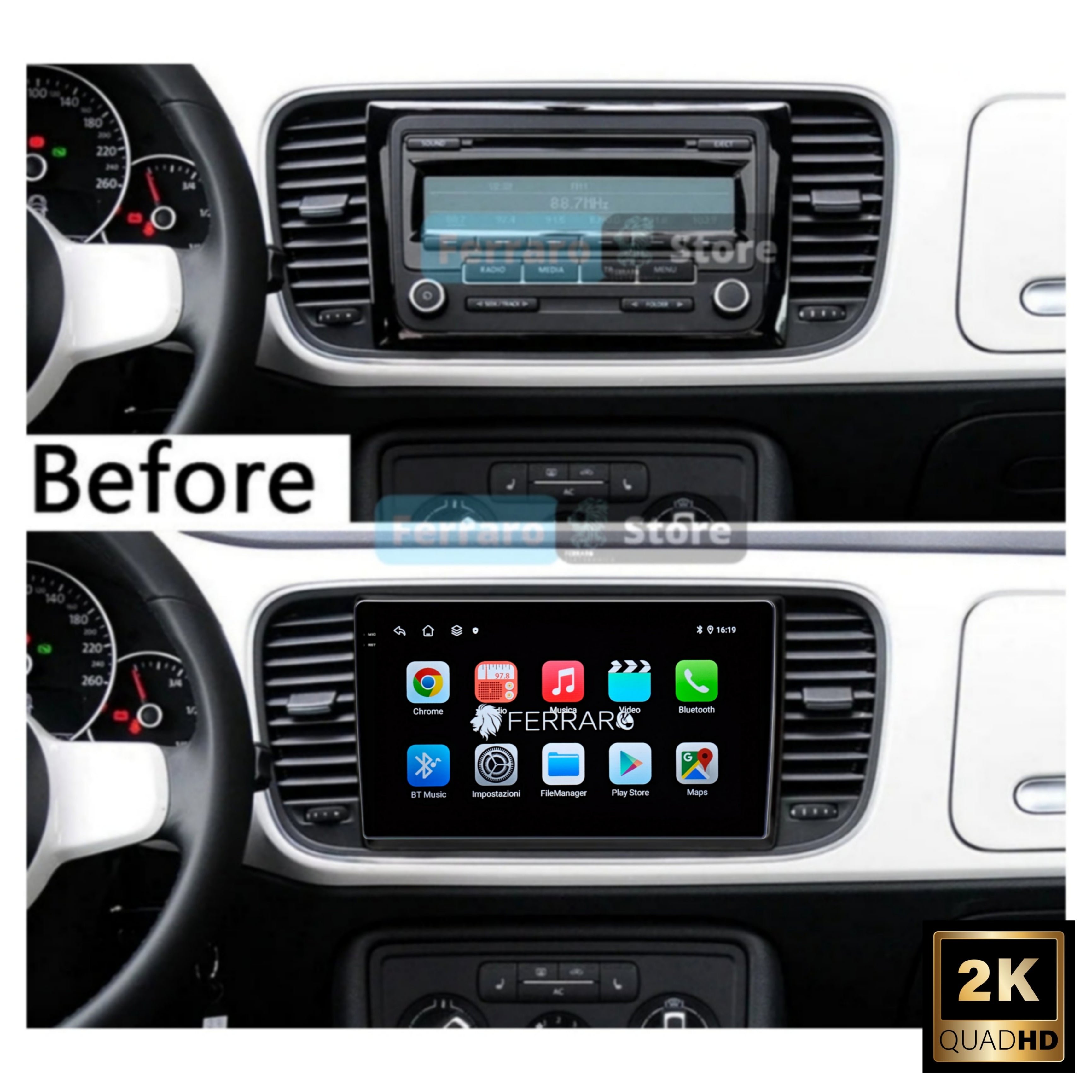 (PRENOTA) Autoradio per Volkswagen Beetle, Maggiolino 9" 2K (2011-2019) Android, Bluetooth, CarPlay, Android Auto, 12/256GB Ram