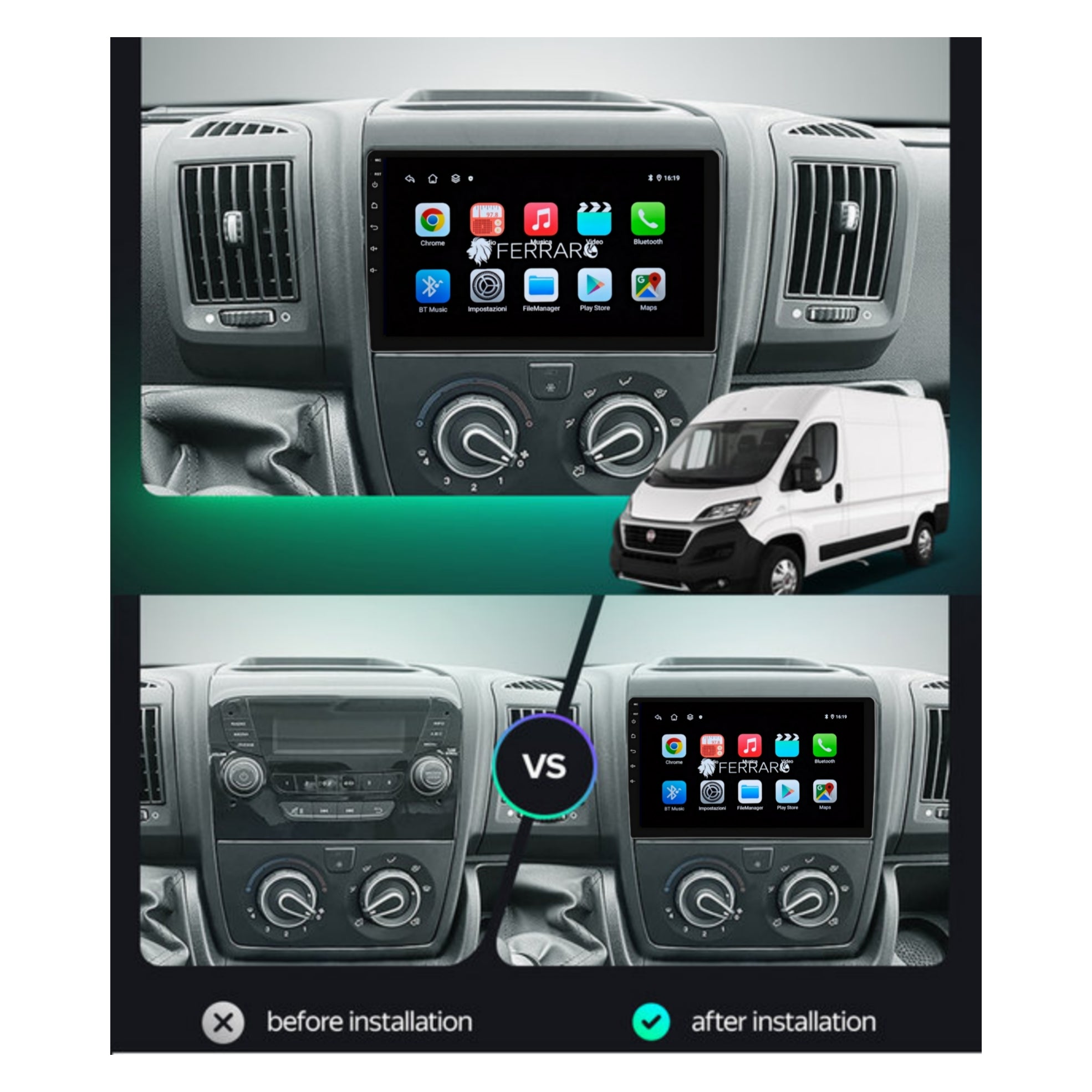 Autoradio per Fiat Ducato 9" (2020>) Android, Bluetooth, CarPlay, Android Auto, 2GB/4GB/6GB/8GB Ram