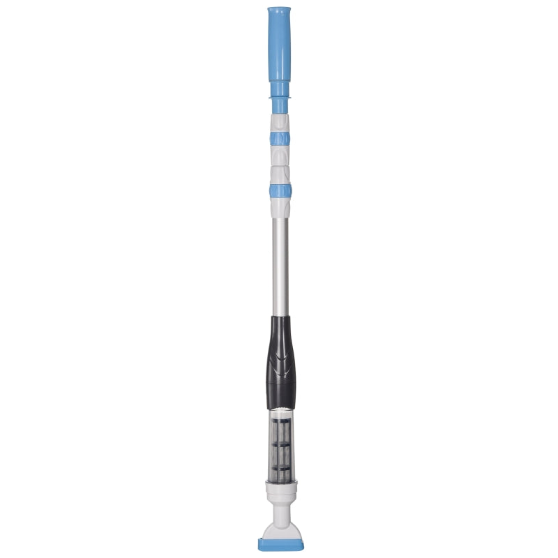 Outsunny Aspirapolvere per Piscina Portatile e Cordless con Asta a 3 Livelli, Ø6x106-162 cm, Blu e Bianco
