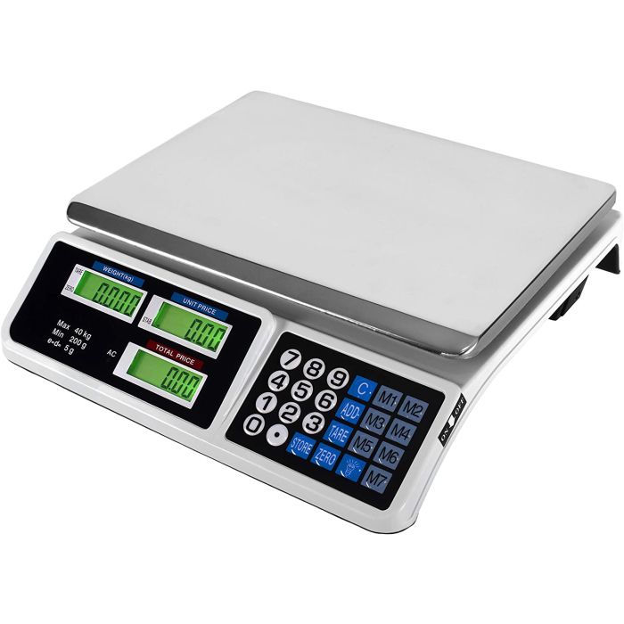 Bilancia Professionale Digitale, ACS-809, Commerciale da 40KG, Batteria Ricaricabile, Alimentatore