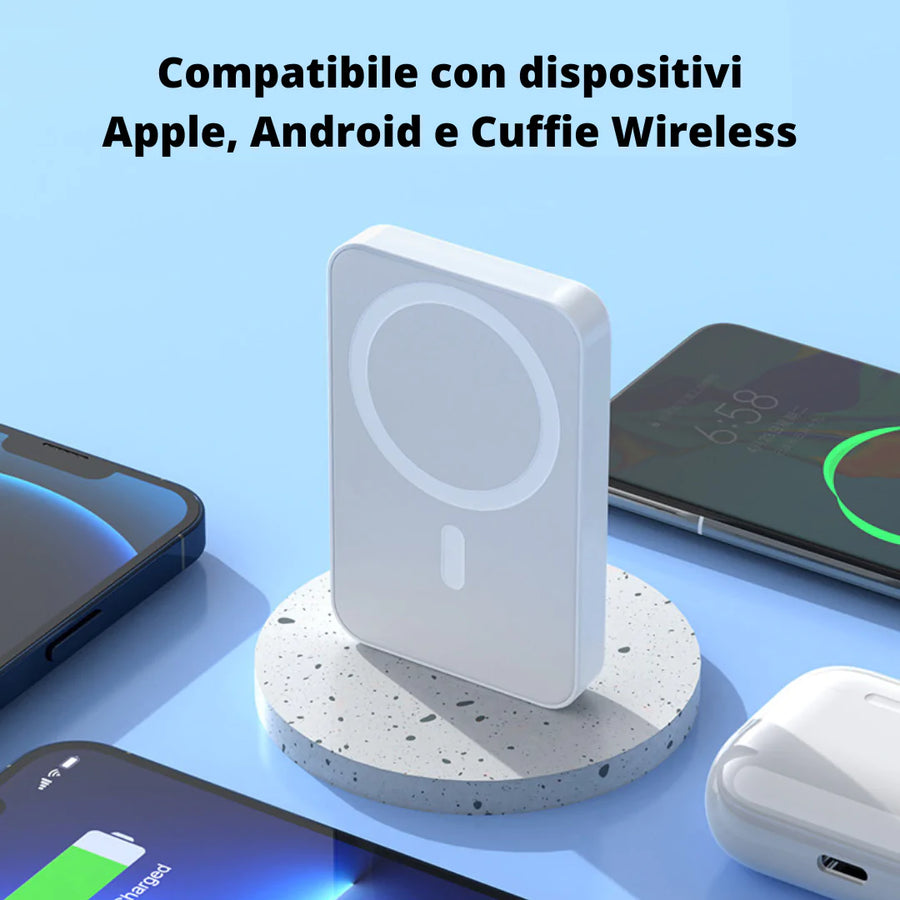 Caricatore PowerBank Wireless, Fast Charge, 6000 mAh, Universale