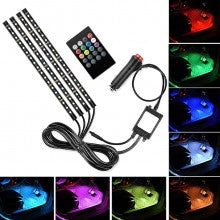 Car Adhesive Ambient Lights - RGB Car Interiors, 4 Light Strips, Adhesive, 72LED, Waterproof Tuning, Music Control
