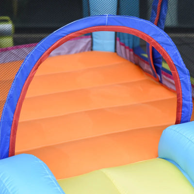 Outsunny Castello Gonfiabile Gigante e Rimbalzante per Bambini 3-8 Anni con Scivolo, Piscina e Gonfiatore 3.6x1.75x1.8m