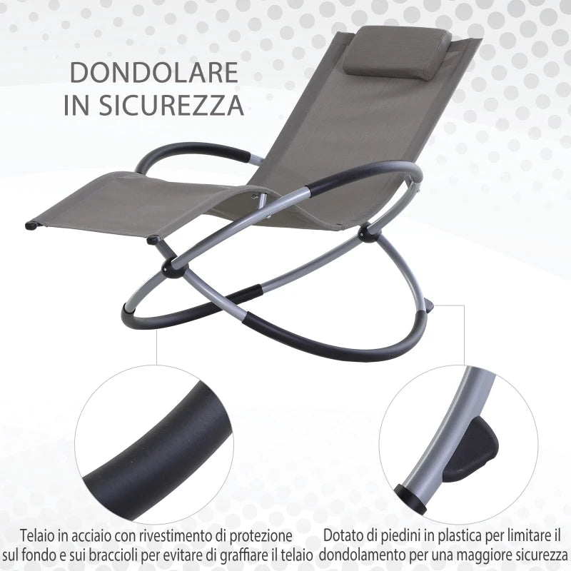 Outsunny Sedia A Dondolo Design Moderno Per Interni Ed Esterni Textilene 154x80x84cm Grigio