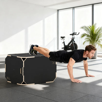 SPORTNOW Plyo Box in Legno 3 in 1, Box Pliometrico per Salti Antiscivolo con Maniglie per Allenamento in Casa Palestra, 76x61x51 cm, Nero