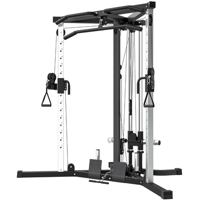 Stazione Fitness per Allenamento Totale con Sbarra per Trazioni e Bilanciere, in Acciaio, 170x139x200 cm, Nero