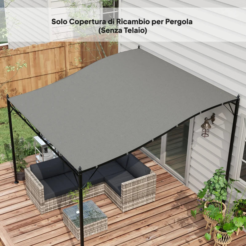 Outsunny Telo di Ricambio per Pergola da Giardino 3x3 m con 16 Fori di Drenaggio, 297x297 cm, Grigio