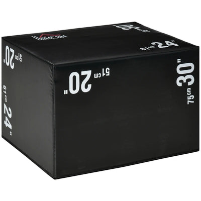 HOMCOM Plyo Box 3 in1 a 3 Altezze, Jumping Box Pliometrico Capacità 120kg, 75x51x61cm, Nero