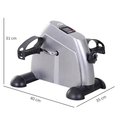 HOMCOM Mini Cyclette Portatile per Gambe e Braccia, Pedaliera per Riabilitazione con Display LCD, Argento