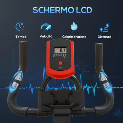 HOMCOM Cyclette da Casa con Resistenza Regolabile, Monitor LCD, Sensore Battito Cardiaco e Volano 6kg, Max.100kg