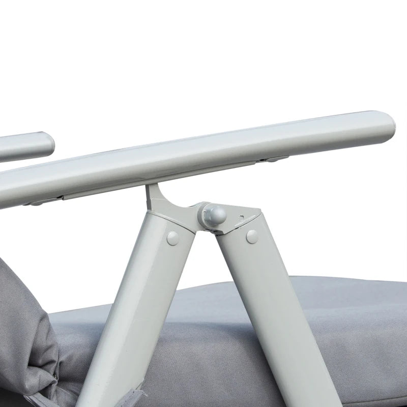 Outsunny Sdraio Da Giardino Pieghevole e Reclinabile su 7 Livelli con Cuscino e Materassino, 137x63.5x100.5 cm, Grigio
