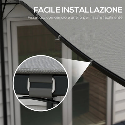 Outsunny Telo di Ricambio per Pergola da Giardino 3x3 m con 16 Fori di Drenaggio, 297x297 cm, Grigio