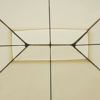 Outsunny Gazebo da Giardino 3x4 m con Tende e Tetto a 2 Livelli Bianco Crema