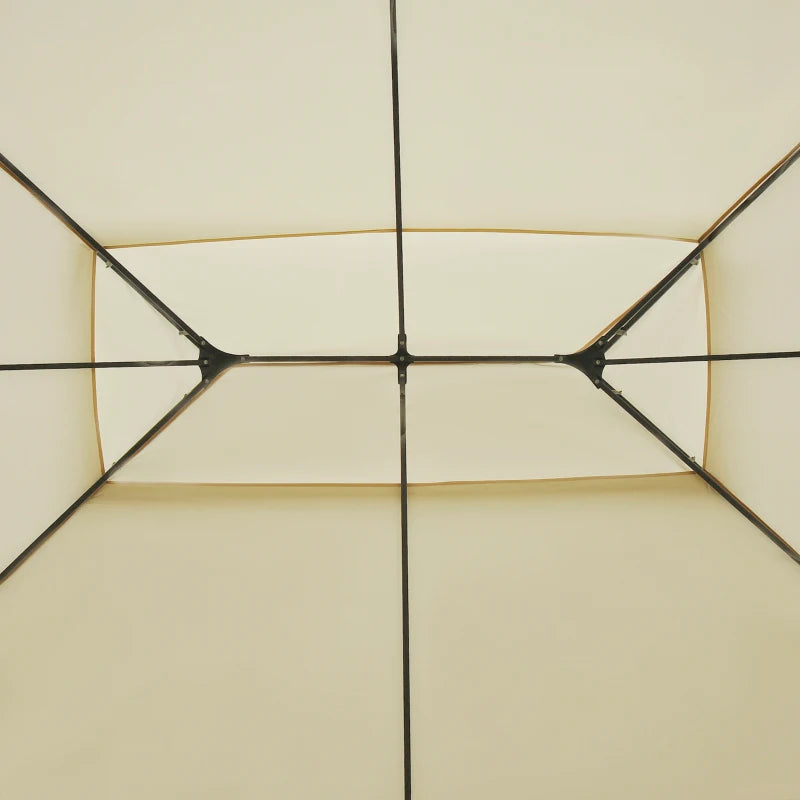 Outsunny Gazebo da Giardino 3x4 m con Tende e Tetto a 2 Livelli Bianco Crema