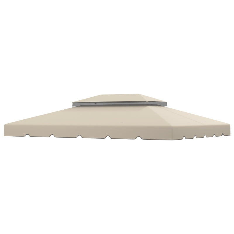 Outsunny Tettuccio di Ricambio per Gazebo da Giardino 3x4m con Tetto a 2 Livelli in Poliestere Beige