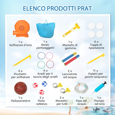 AIYAPLAY Gonfiabile Tema Squali con Scivolo, Piscina/Piscina Palline per Divertimento Bambini all'Aperto