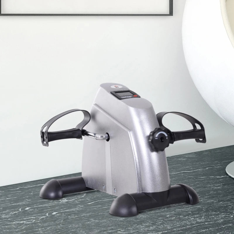 HOMCOM Mini Cyclette Portatile per Gambe e Braccia, Pedaliera per Riabilitazione con Display LCD, Argento