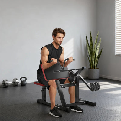 SPORTNOW Panca per Curl Bicipiti con Seduta e Appoggio per Gomiti Regolabili, Supporto per Pesi, Nero