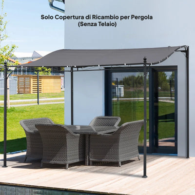 Outsunny Telo di Ricambio per Pergola da Giardino 3x3 m con 16 Fori di Drenaggio, 297x297 cm, Grigio