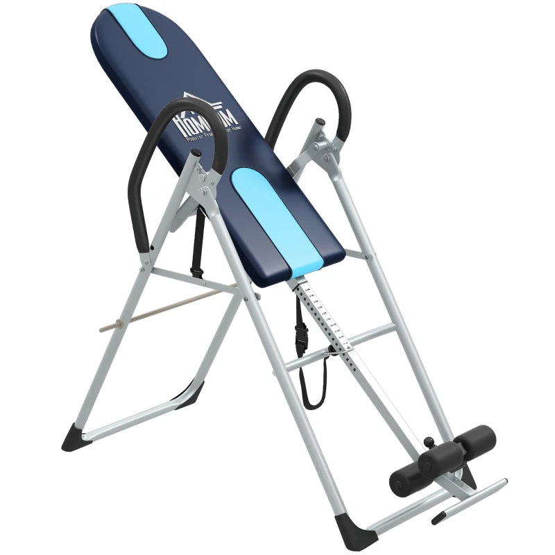 HOMCOM Panca a Inversione Gravitazionale Professionale Imbottita, Tavola di Inversione in Acciaio, 65x112-142x126cm
