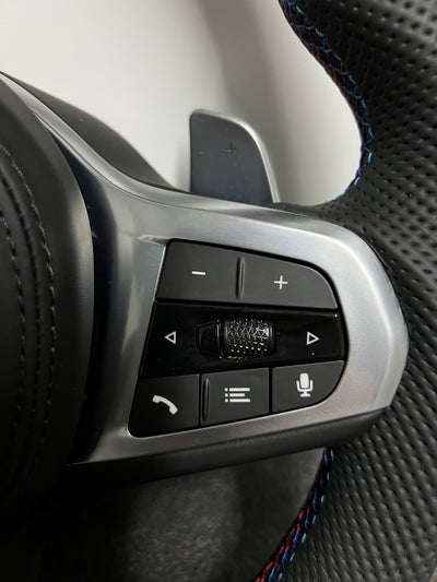 (PRENOTA) Volante per BMW, Pelle Nera, Linea Azzurra, Sport