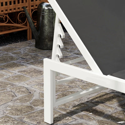 Outsunny Lettino Sdraio con Schienale Regolabile su 5 Livelli, in Acciaio e Textilene, 60x166x84 cm, Bianco e Grigio