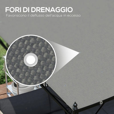 Outsunny Telo di Ricambio per Pergola da Giardino 3x3 m con 16 Fori di Drenaggio, 297x297 cm, Grigio