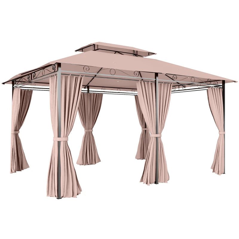 Outsunny Gazebo da Giardino Gazebo da Esterno Doppio Tetto 3x3 m Grigio Scuro
