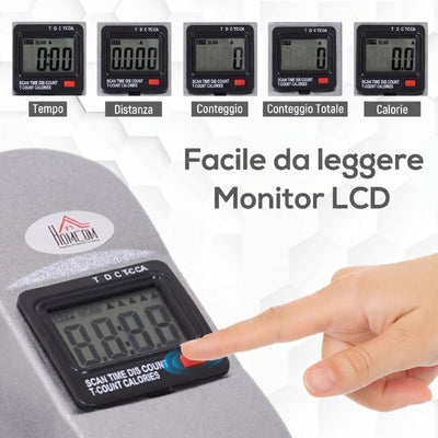 HOMCOM Mini Cyclette Portatile per Gambe e Braccia, Pedaliera per Riabilitazione con Display LCD, Argento