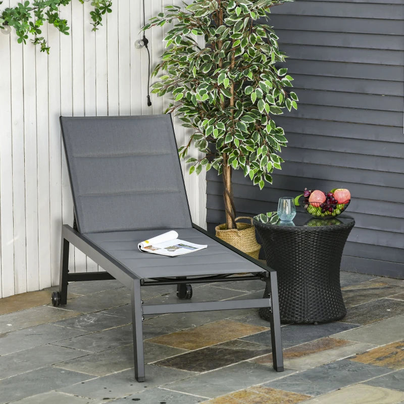 Outsunny Sdraio da Giardino Reclinabile su 5 Livelli con Rivestimento Imbottito