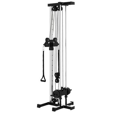 SPORTNOW Lat Machine da Parete con Pulegge Regolabili, Stazione a Cavi con Pulldown e Carico Pesi Regolabile, per Casa Palestra Multifunzione, Nero