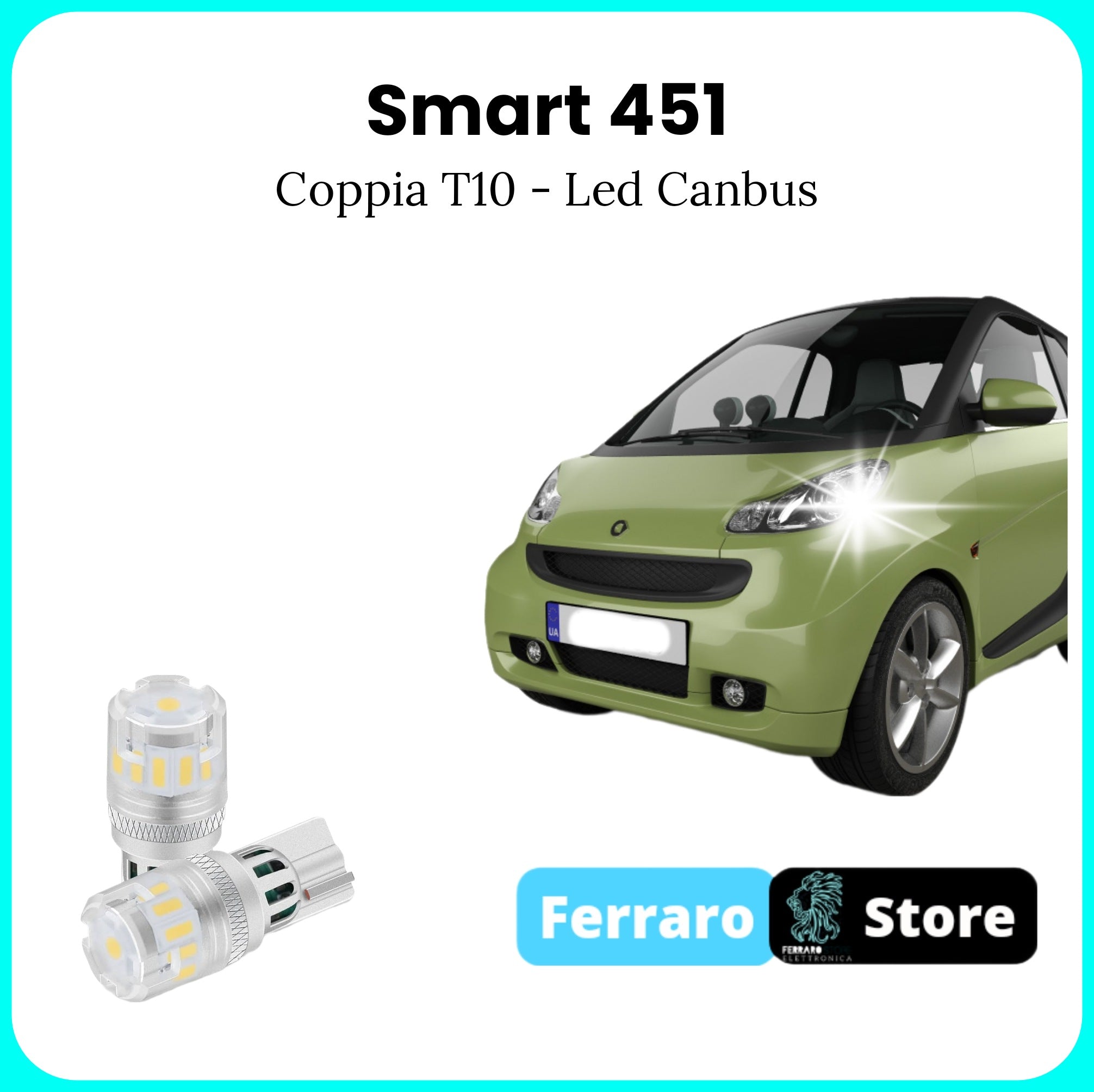 Position lights for Smart 451 - Led Canbus T10, 12v, White LED bulbs
