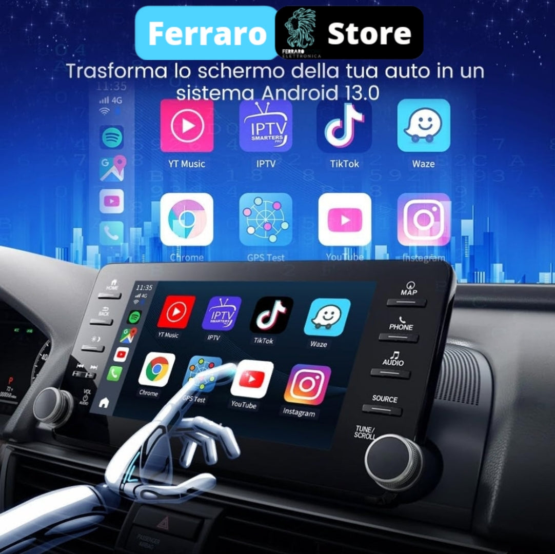 Scatoletta CarPlay e Android Auto, 8/128GB, Da Cablato a Wireless, Sblocco Sistema Operativo Android