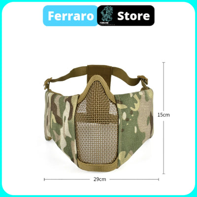 Tactical Softair Mask, Paintball, Mouth Protection in steel mesh, Comfortable, Protective, Breathable, Camouflage