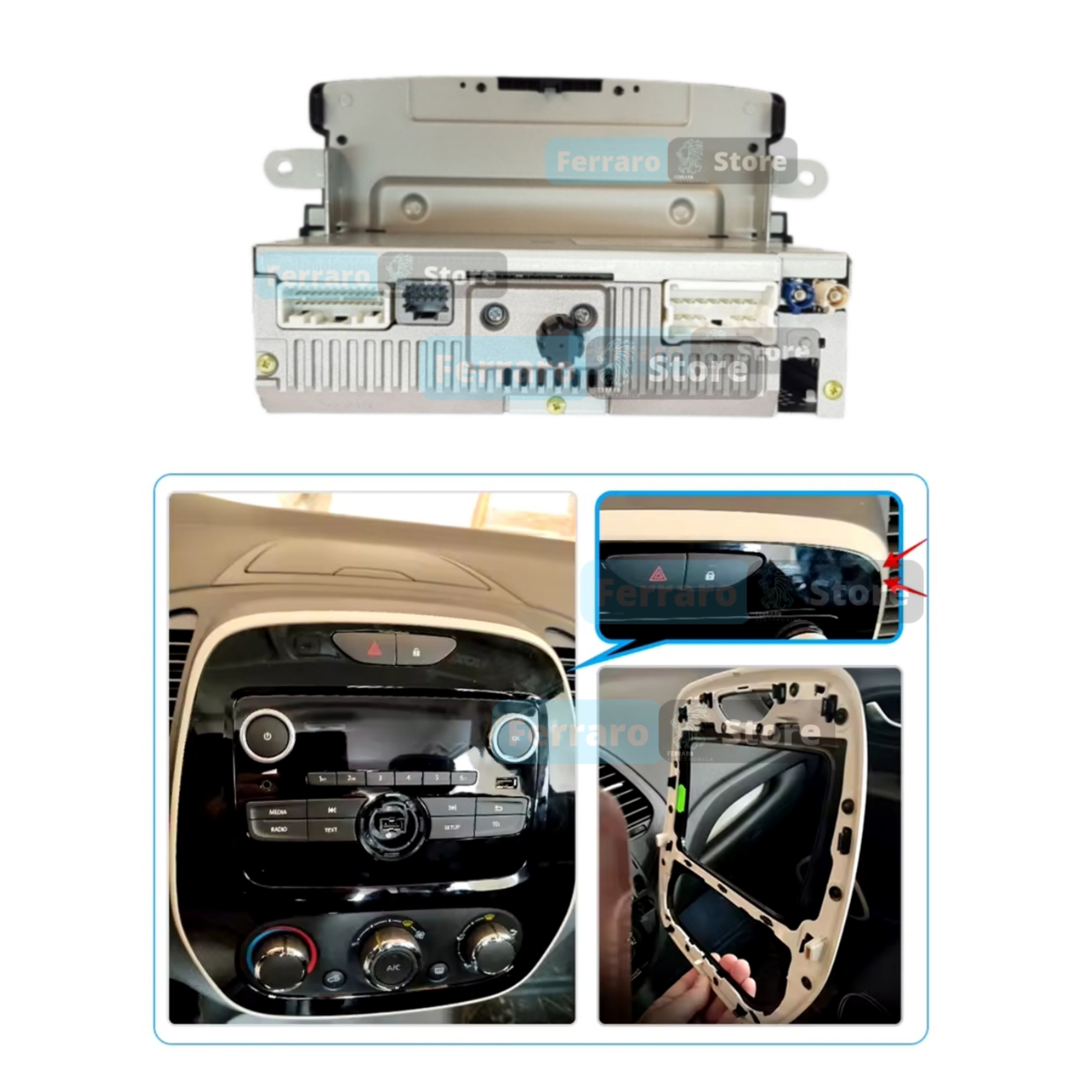 Kit Montaggio Autoradio 9"Pollici Renault Captur (2013-2019) Mascherina, Cablaggio Autoradio Android