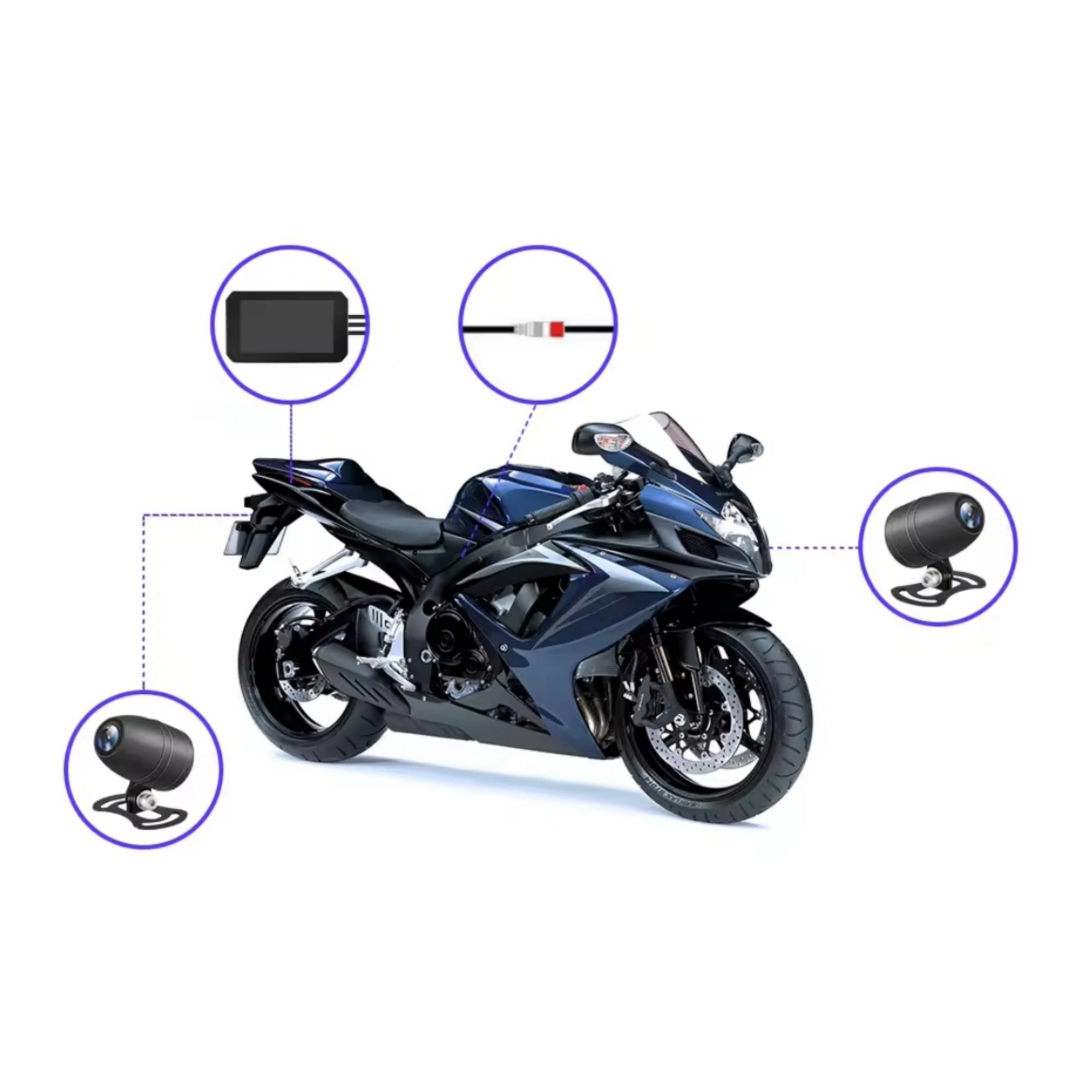 Monitor per Moto 5.5", Apple CarPlay, Android Auto, Telecamera, DashCam, Display LCD, Portatile, IP67 Impermeabile